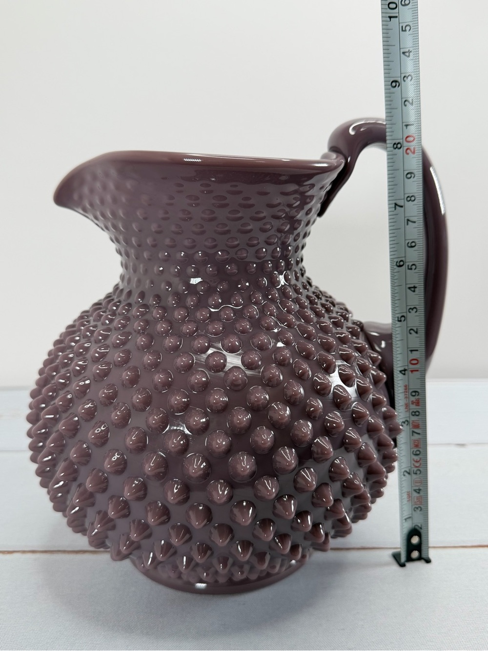 Mosser Glass Gigi Hobnail Pitcher Eggplant Purple 70 oz Fenton Mold - Picture 11 of 14
